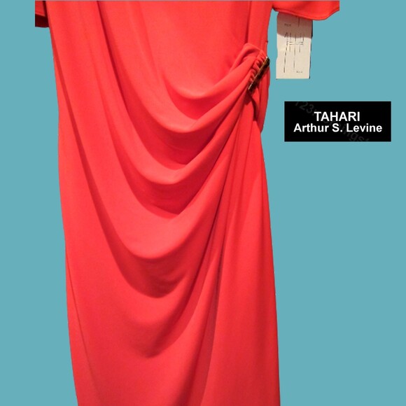 TAHARI ASL NEW Cottagecore THERESA Ruche Double Ring Tie Bell Sleeve Dress 12 - Picture 6 of 12
